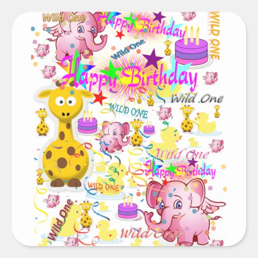 Wild One First Birthday Stickers (Voorkant)