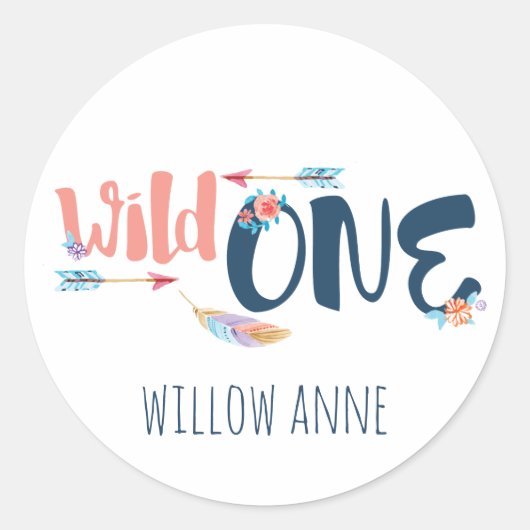 Wild One First Birthday Stickers (Voorkant)