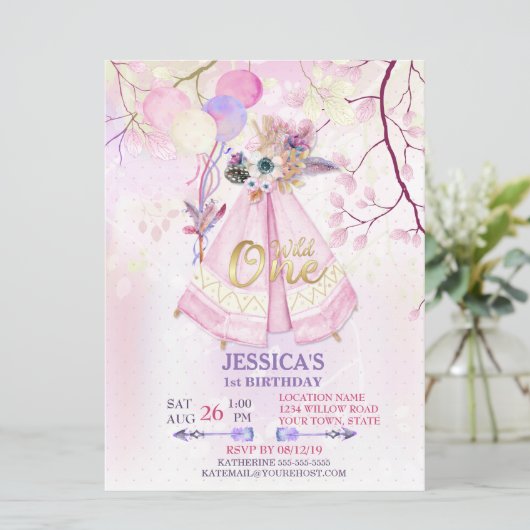 Wild One First Birthday TeePee Boho-Large Kaart (Staand voorkant)