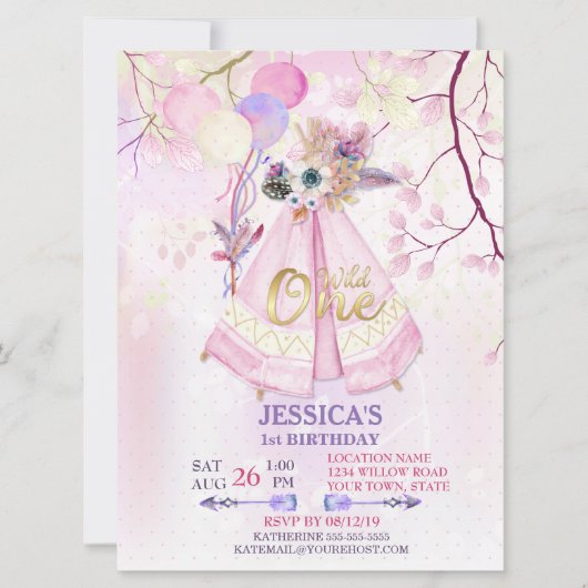 Wild One First Birthday TeePee Boho-Large Kaart (Voorkant)