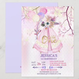 Wild One First Birthday TeePee Boho-Large Kaart