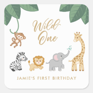 Wild One First Birthday Vierkante Sticker