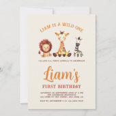 Wild One First Birthday Waterverf Safaridieren Kaart (Voorkant)