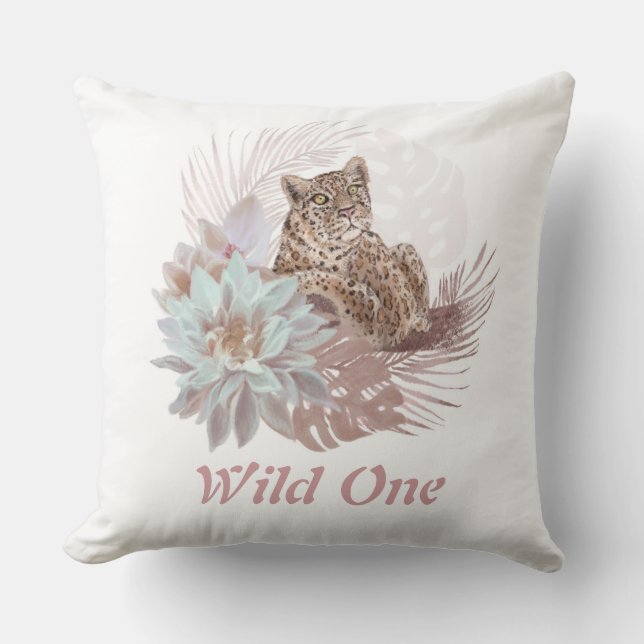 Wild One Floral Leopard Pillow Kussen (Voorkant)