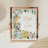 Wild One Floral Safari Baby shower boeken en gesch Poster
