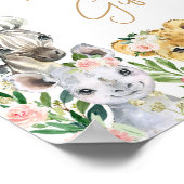 Wild One Floral Safari Baby shower boeken en gesch Poster (Hoek)
