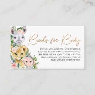 Wild One Floral Safari Baby shower Boeken voor Bab Informatiekaartje