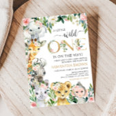 Wild One Floral Safari Baby shower Kaart