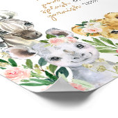 Wild One Floral Safari Baby shower Moeder Osa Bar Poster (Hoek)