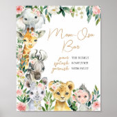 Wild One Floral Safari Baby shower Moeder Osa Bar Poster (Voorkant)