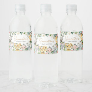 Wild One Floral Safari Baby shower Waterfles Etiket