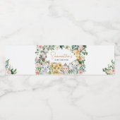 Wild One Floral Safari Baby shower Waterfles Etiket (Enkel label)