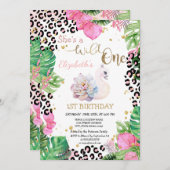 Wild One,Flower Zwanenblaadjes Eerste Verjaardag Kaart (Voorkant / Achterkant)