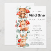 Wild One Forest Animals Baby Boy Shower Kaart (Voorkant / Achterkant)