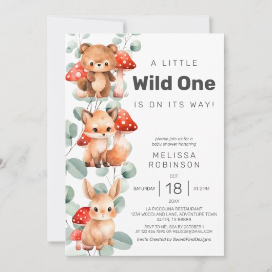 Wild One Forest Baby Boy Shower Kaart (Voorkant)