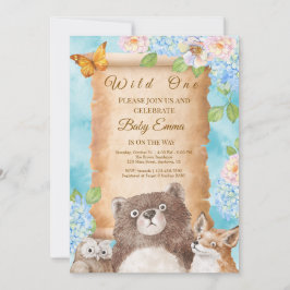 Wild One Forest Baby Shower Watercolor Art Kaart