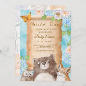 Wild One Forest Baby Shower Watercolor Art Kaart (Voorkant / Achterkant)
