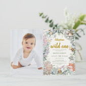 Wild One Forest Leuke Dieren Boho Jongen 1e Verjaa Kaart (Staand voorkant)