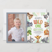 Wild One Foto Oerwoud Dierenkind 1e Verjaardag Kaart (Voorkant)