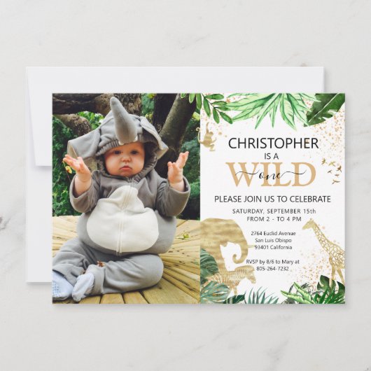 Wild One Foto Safari 1.10e verjaardag Kaart (Voorkant)