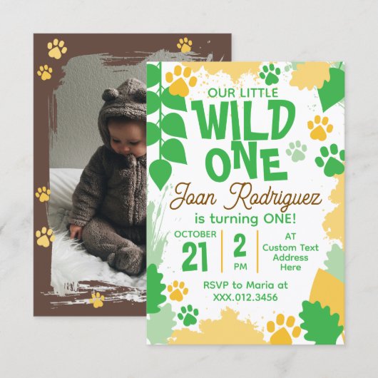 Wild One Foto Uitnodigingen Platte Bedankkaart (Voorkant / Achterkant)