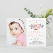 Wild One | Foto van First Birthday Party Invite Kaart (Staand voorkant)