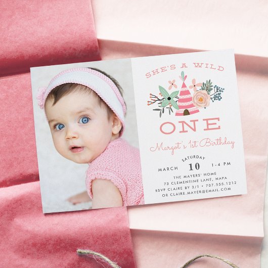 Wild One | Foto van First Birthday Party Invite Kaart