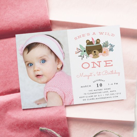 Wild One | Foto van First Birthday Party Invite Kaart