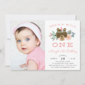 Wild One | Foto van First Birthday Party Invite Kaart (Voorkant)