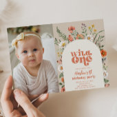 Wild One Foto Verjaardag Uitnodiging | Wildbloemen