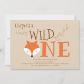 Wild One Fox Animal First Birthday Invitation Kaart (Voorkant)