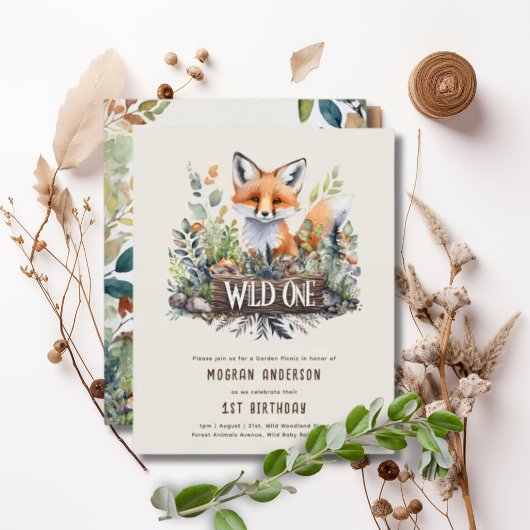 Wild One Fox Baby Woodland Animals 1e Verjaardag