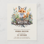 Wild One Fox Baby Woodland Animals 1e Verjaardag (Voorkant)