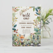 Wild One Fox Baby Woodland Dieren Rustiek Kaart (Staand voorkant)