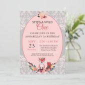 Wild ONE Fox Bloemen & Kant Verjaardag Kaart (Staand voorkant)