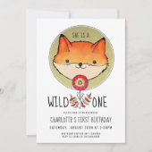 Wild One Fox First Birthday Kaart (Voorkant)