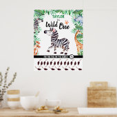 Wild One Game Safari Animal Zebra 1ste verjaardag Poster (Keuken)