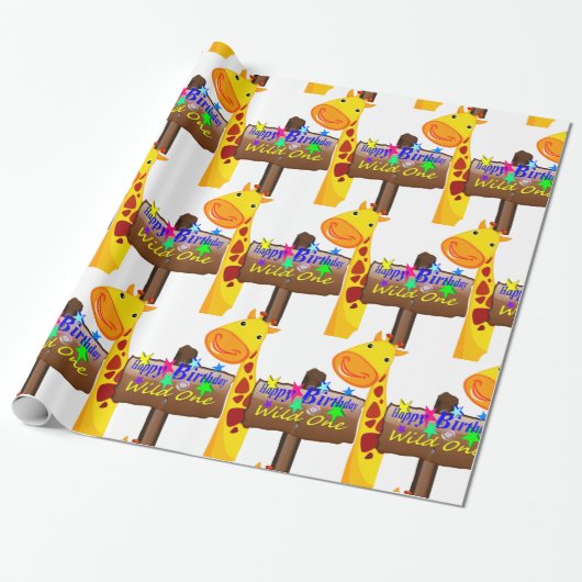 Wild One Gelukkige Verjaardag Verpakking Papier (Uitgerold)