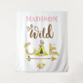 Wild One gepersonaliseerd meisje eerste verjaardag Wandkleed (Voorkant)