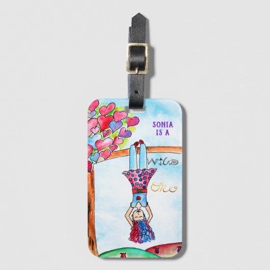 WILD ONE Gepersonaliseerde Boho Fun Art Paarse Mei Bagagelabel (Voorkant (verticaal))