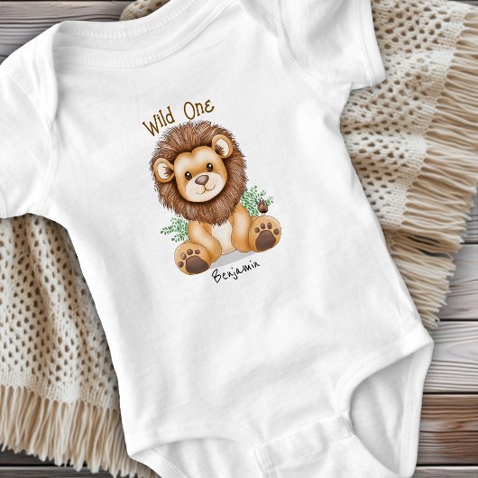 Wild One gepersonaliseerde Schattigee Lion Cub Boy Romper