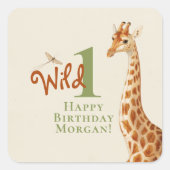 Wild One Giraffe Birthday Sticker (Voorkant)