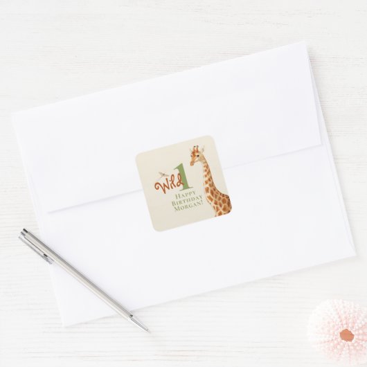 Wild One Giraffe Birthday Sticker (Envelop)