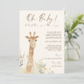 Wild One Giraffe Daisy Floral Gender Neutral Baby Kaart (Staand voorkant)