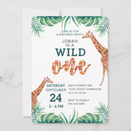 WILD ONE giraffe eerste verjaardagsfeest dierentui Kaart