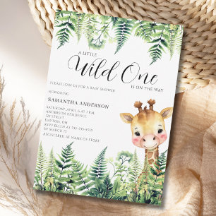 Wild One Giraffe Genderneutraal Baby shower Kaart