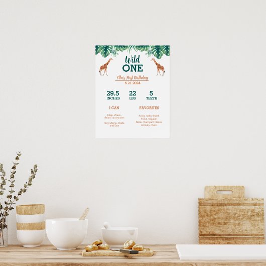 Wild ONE giraffe Milestone Poster (Keuken)