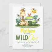 Wild One Giraffe Safari Verjaardagsuitnodiging Kaart (Voorkant)