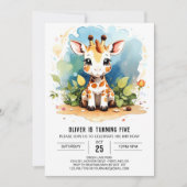 Wild One Giraffe Verjaardagsuitnodiging Kaart (Voorkant)