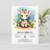 Wild One Giraffe Verjaardagsuitnodiging Kaart (Staand voorkant)